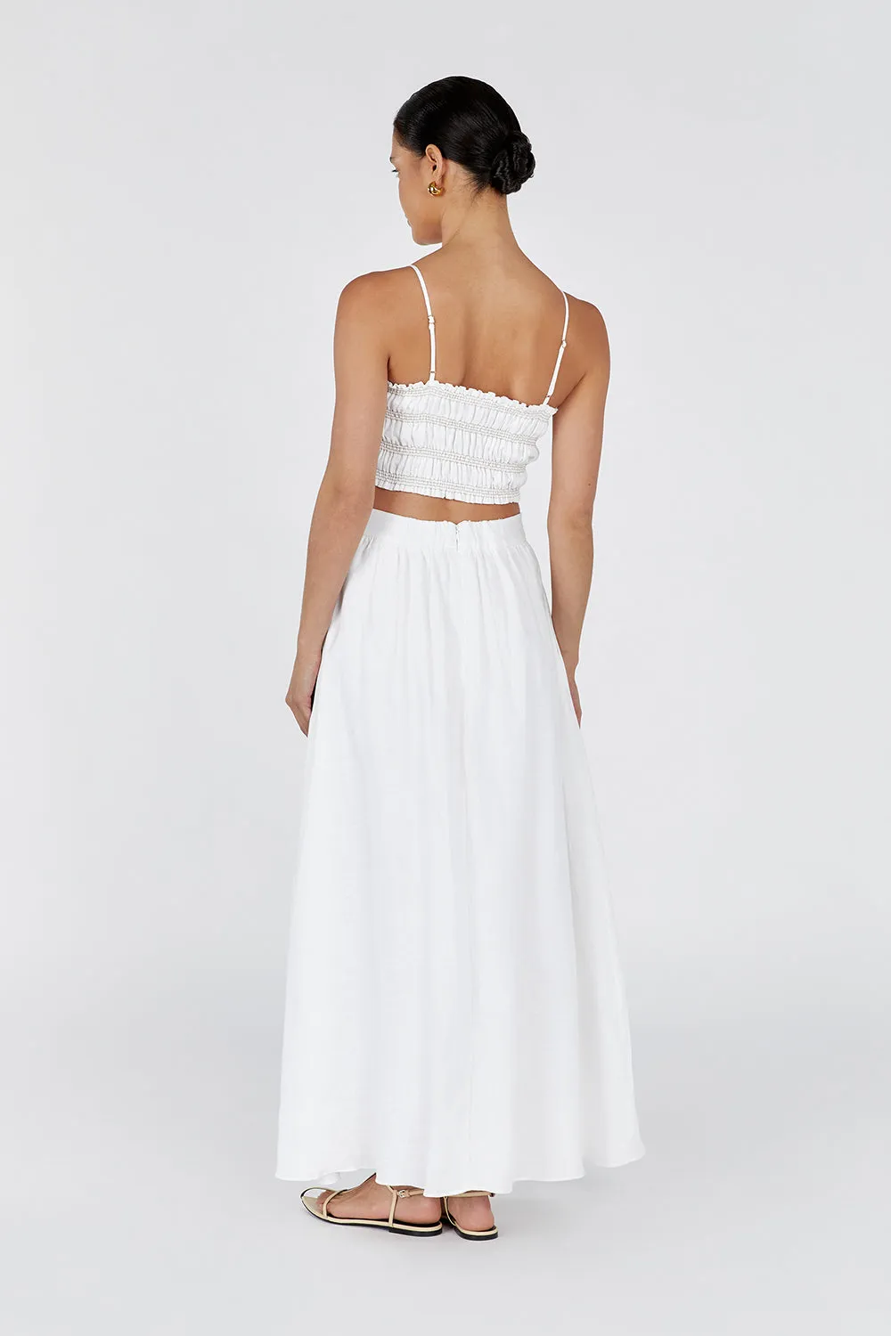 BIANCA WHITE SHIRRED LINEN TOP sold by Dissh product image thumbnail 4