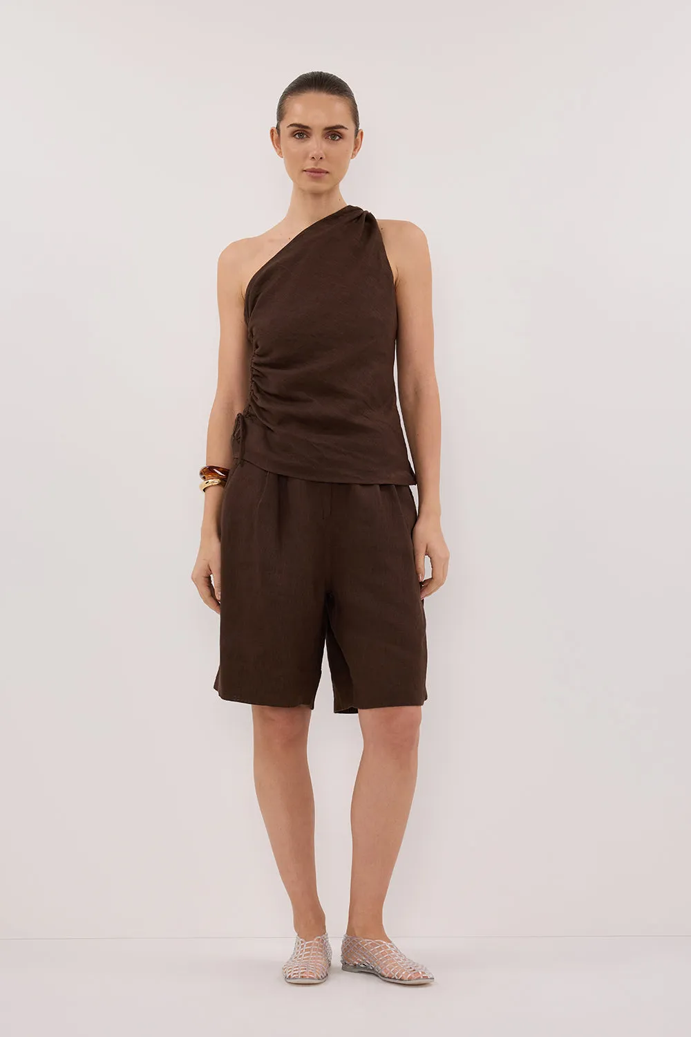 FINNY BITTER CHOC LINEN TOP sold by Dissh product image thumbnail 3