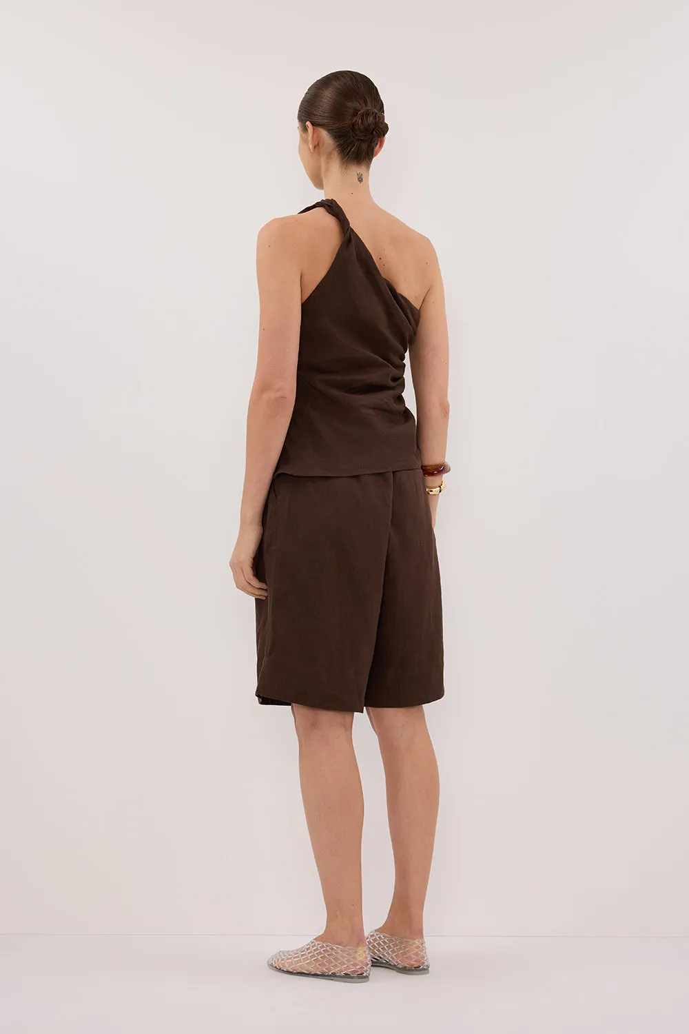 KAYLA BITTER CHOC LINEN BERMUDA SHORT sold by Dissh product image thumbnail 5