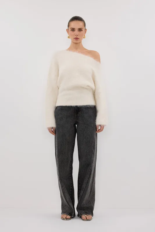 SALMA IVORY ASYM KNIT JUMPER sold by Dissh