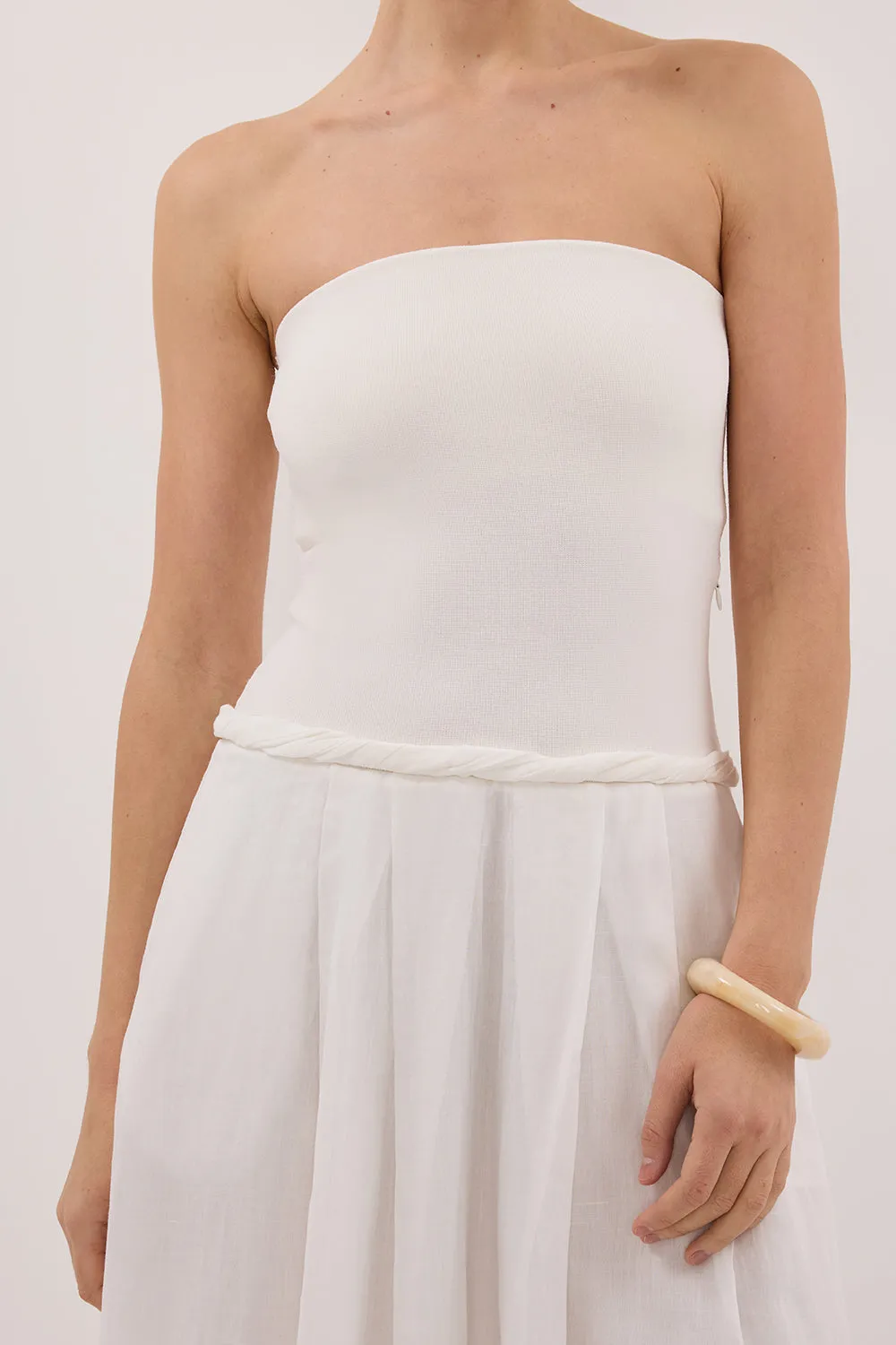 COCO WHITE STRAPLESS HYRBID MIDI DRESS sold by Dissh product image thumbnail 5