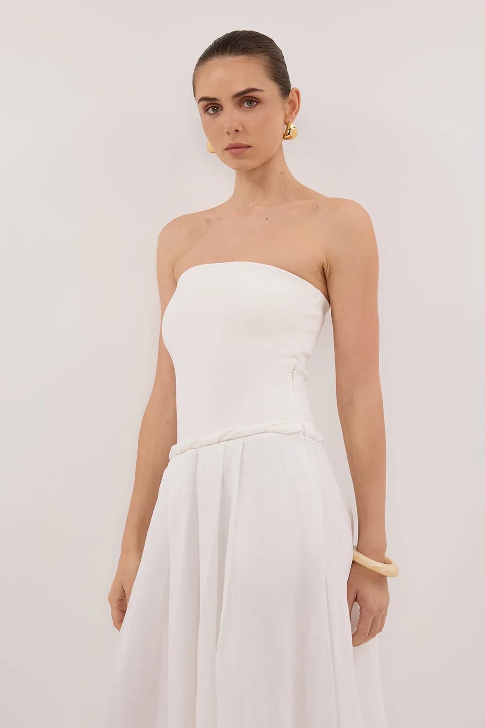 COCO WHITE STRAPLESS HYRBID MIDI DRESS sold by Dissh product image thumbnail 2