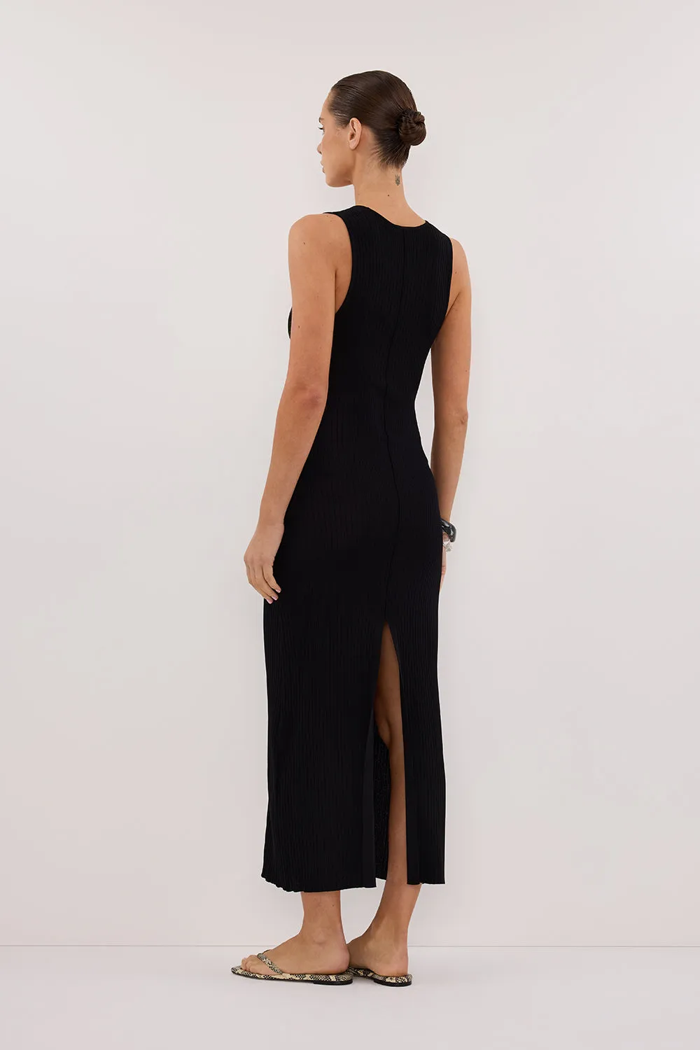 EVE BLACK SCOOP KNIT MIDI DRESS sold by Dissh product image thumbnail 4