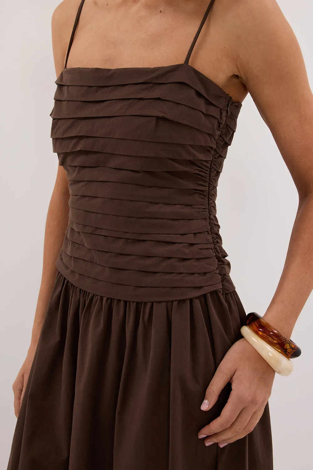 QUINN BITTER CHOC COTTON MIDI DRESS sold by Dissh product image thumbnail 5