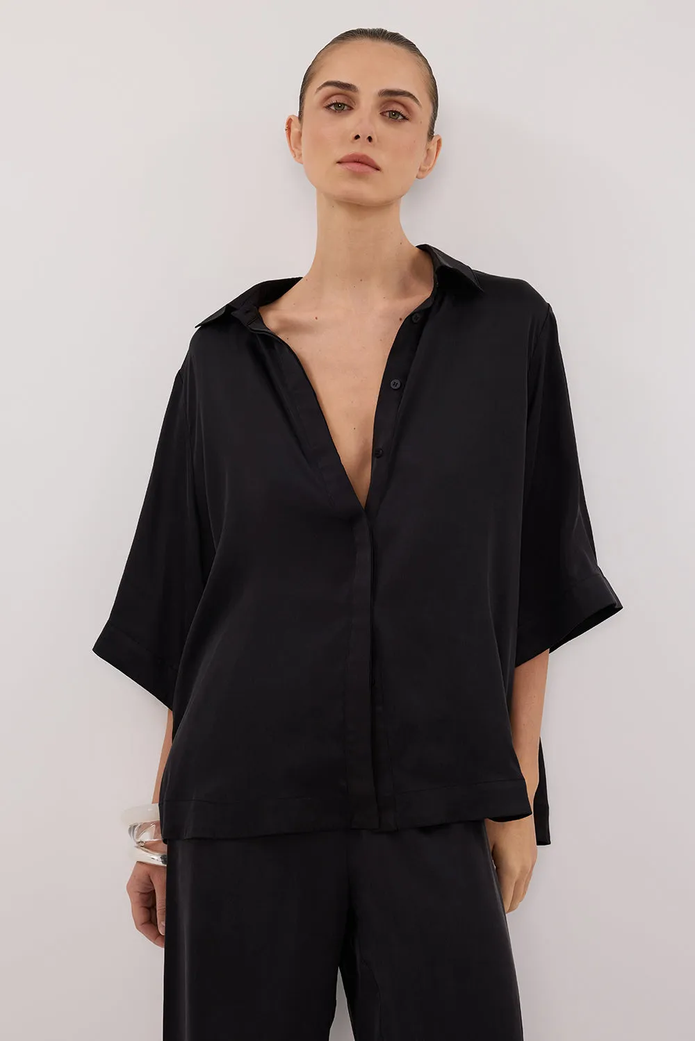 PERCY BLACK SILK SHIRT sold by Dissh product image thumbnail 2