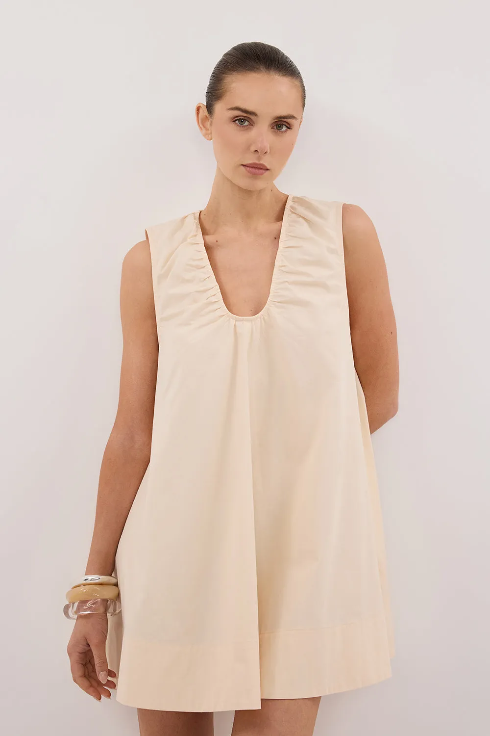 GABBY BUTTERMILK OVERSIZED COTTON MINI DRESS sold by Dissh product image thumbnail 3
