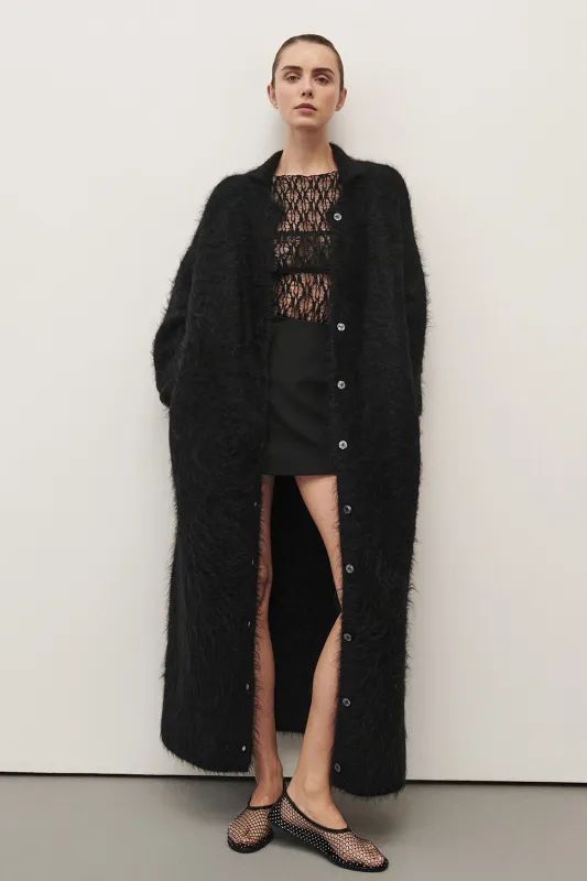 SALMA BLACK CARDIGAN COAT sold by Dissh