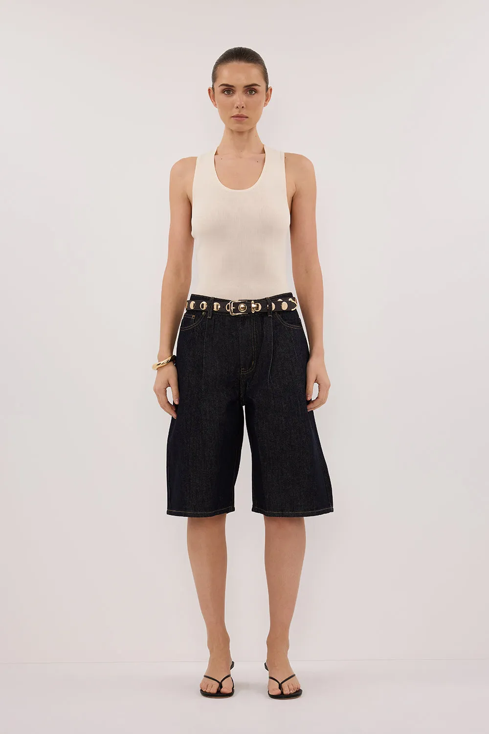 DEVIN CREAM RACER KNIT TANK sold by Dissh