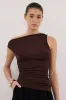 INEZ CHOC ASYM KNIT TOP sold by Dissh