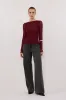 NYRA WINE LONG SLEEVE MESH TOP sold by Dissh