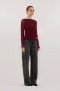NYRA WINE LONG SLEEVE MESH TOP sold by Dissh