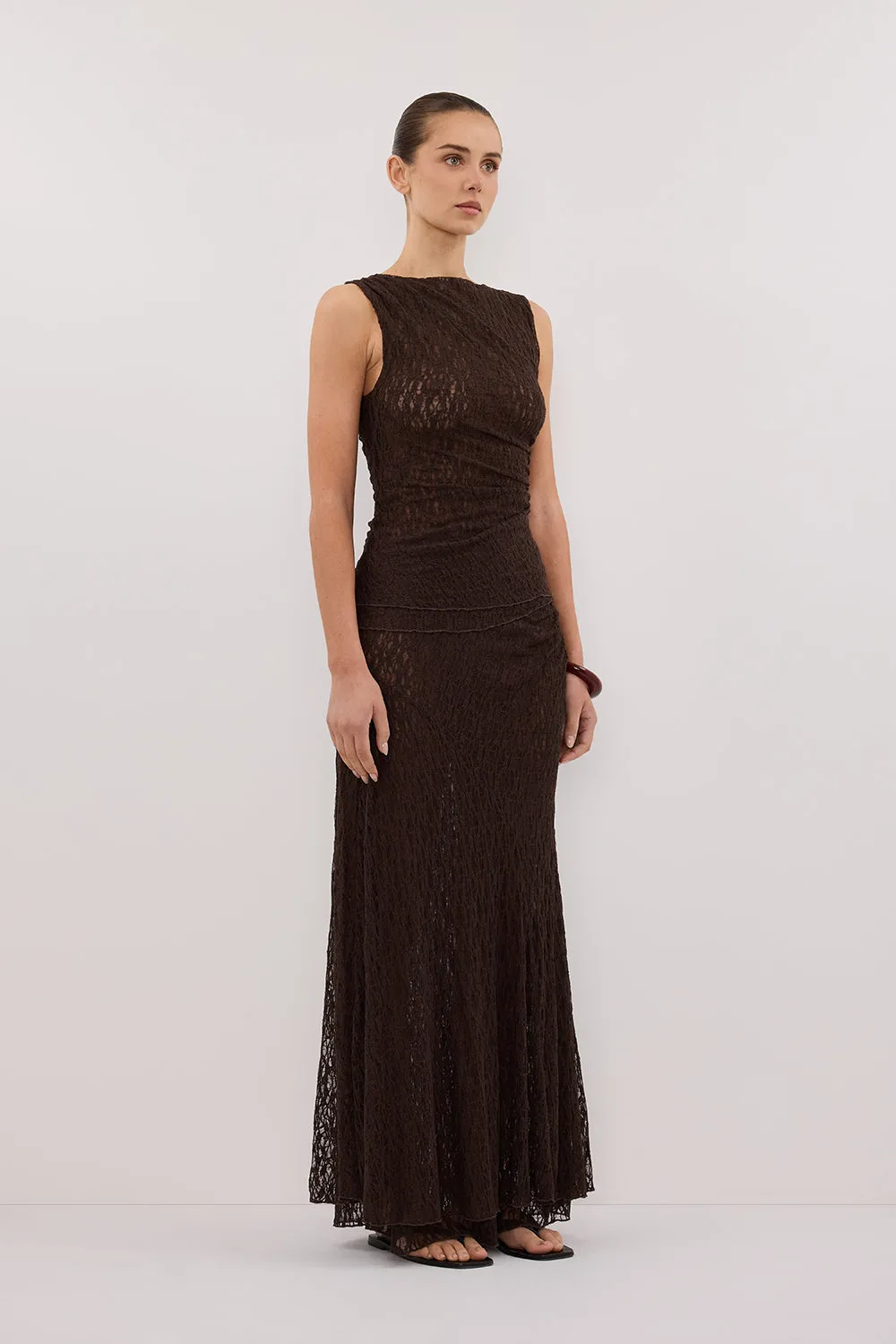 LIZZIE DARK CHOCOLATE SLEEVELESS LACE TOP sold by Dissh product image thumbnail 3