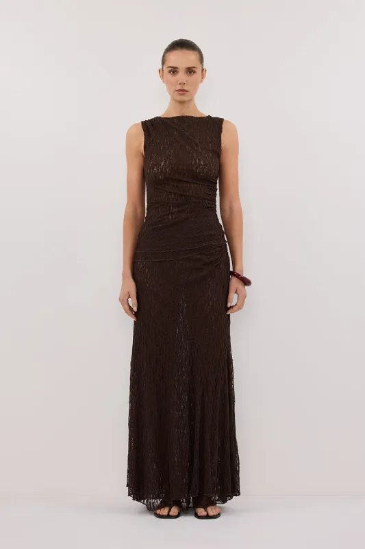 LIZZIE DARK CHOCOLATE SLEEVELESS LACE TOP sold by Dissh