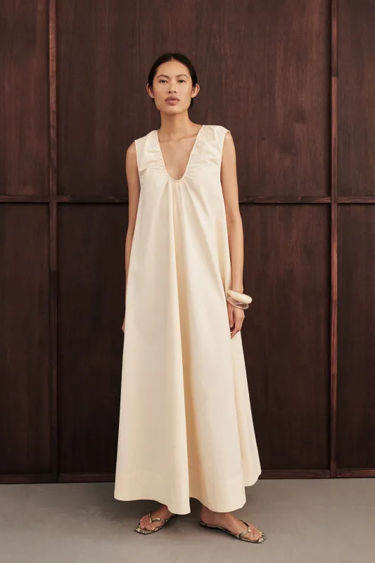 GABBY BUTTERMILK COTTON MIDI DRESS sold by Dissh