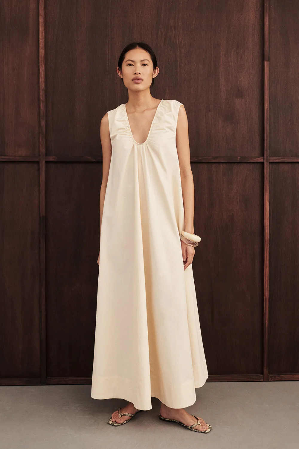 GABBY BUTTERMILK OVERSIZED COTTON MIDI DRESS sold by Dissh