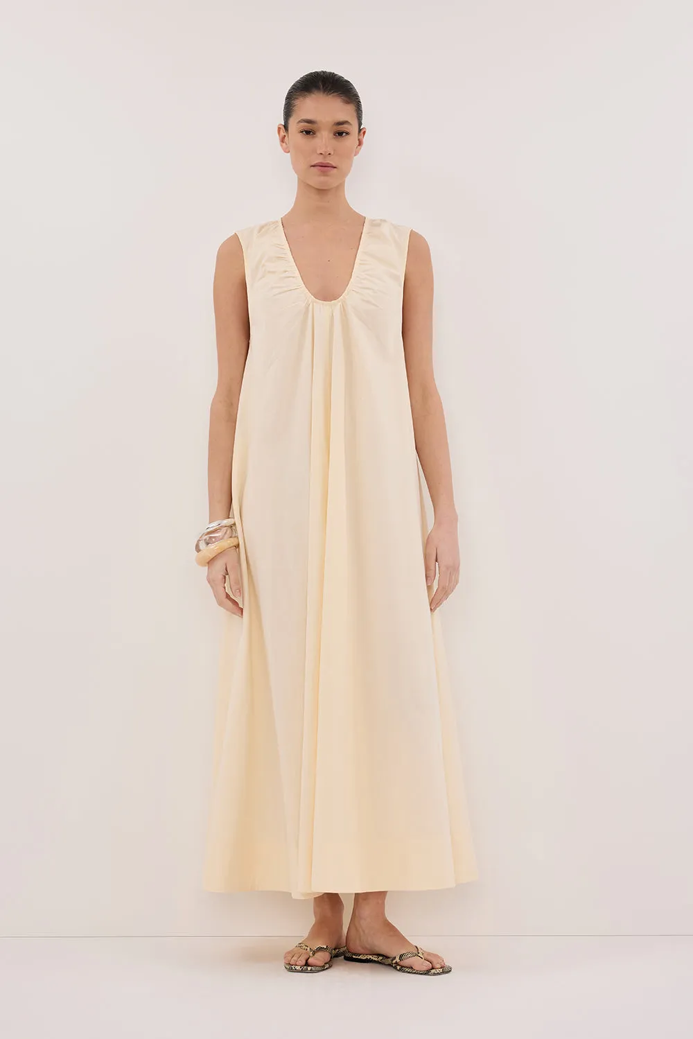 GABBY BUTTERMILK OVERSIZED COTTON MIDI DRESS sold by Dissh product image thumbnail 2