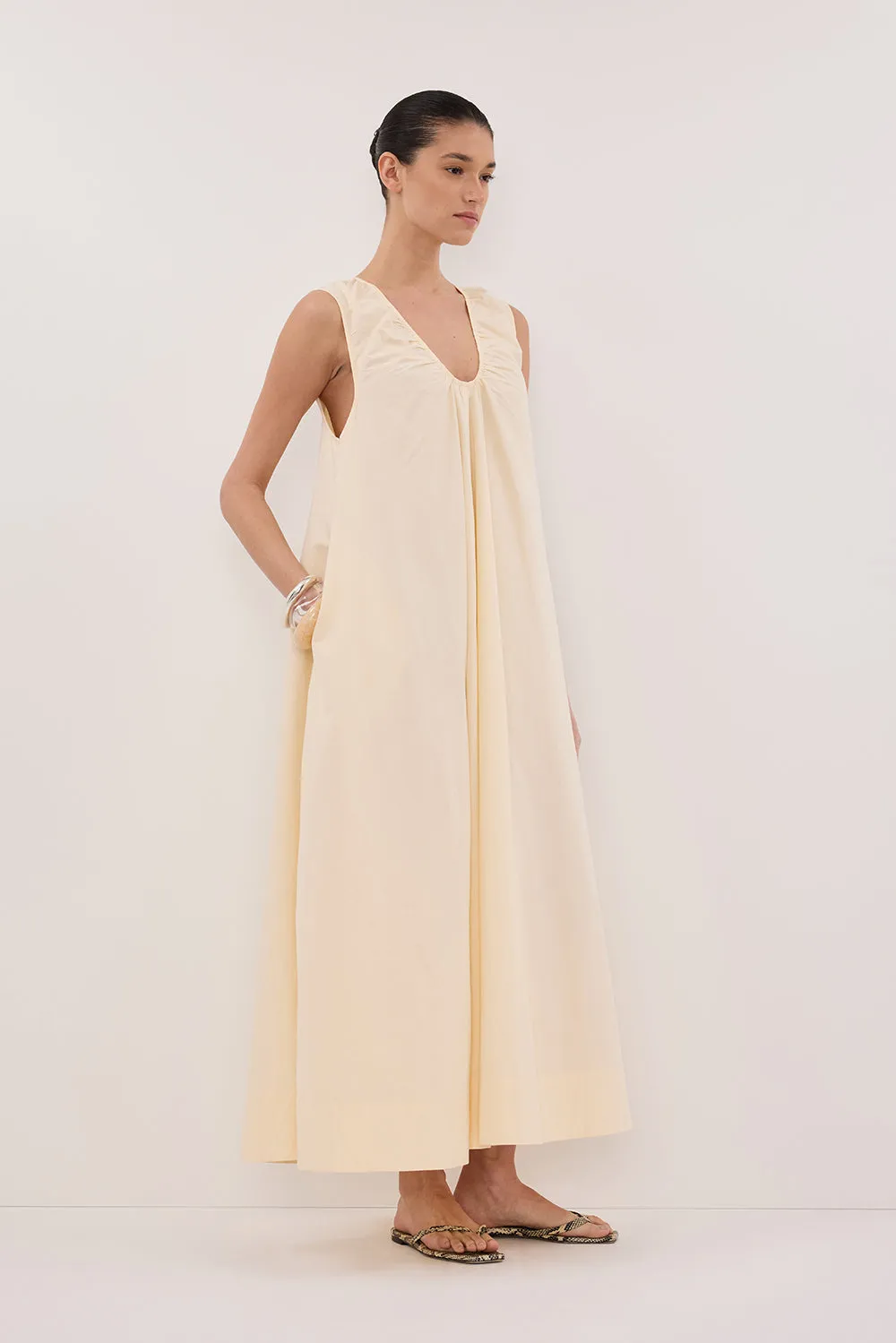 GABBY BUTTERMILK OVERSIZED COTTON MIDI DRESS sold by Dissh product image thumbnail 4