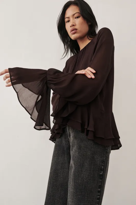 BODHI DARK CHOC LONG SLEEVE TOP sold by Dissh