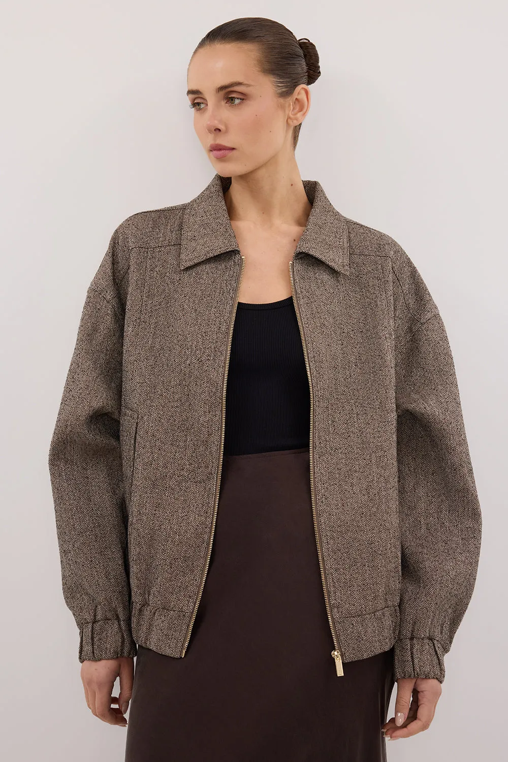 FRANKIE CHOC TWEED BOMBER JACKET sold by Dissh product image thumbnail 3