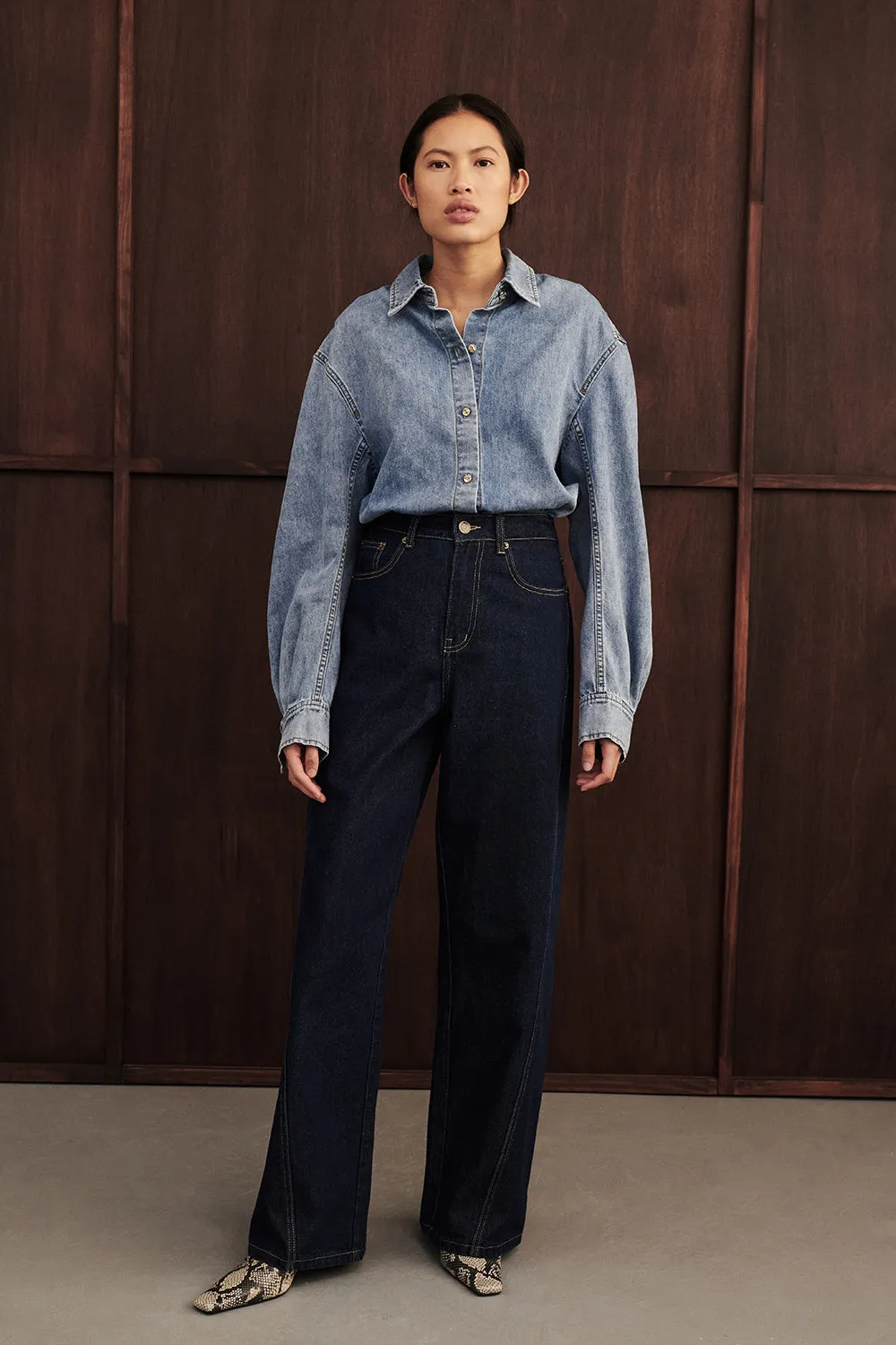 AMARA LIGHT BLUE DENIM SHIRT sold by Dissh