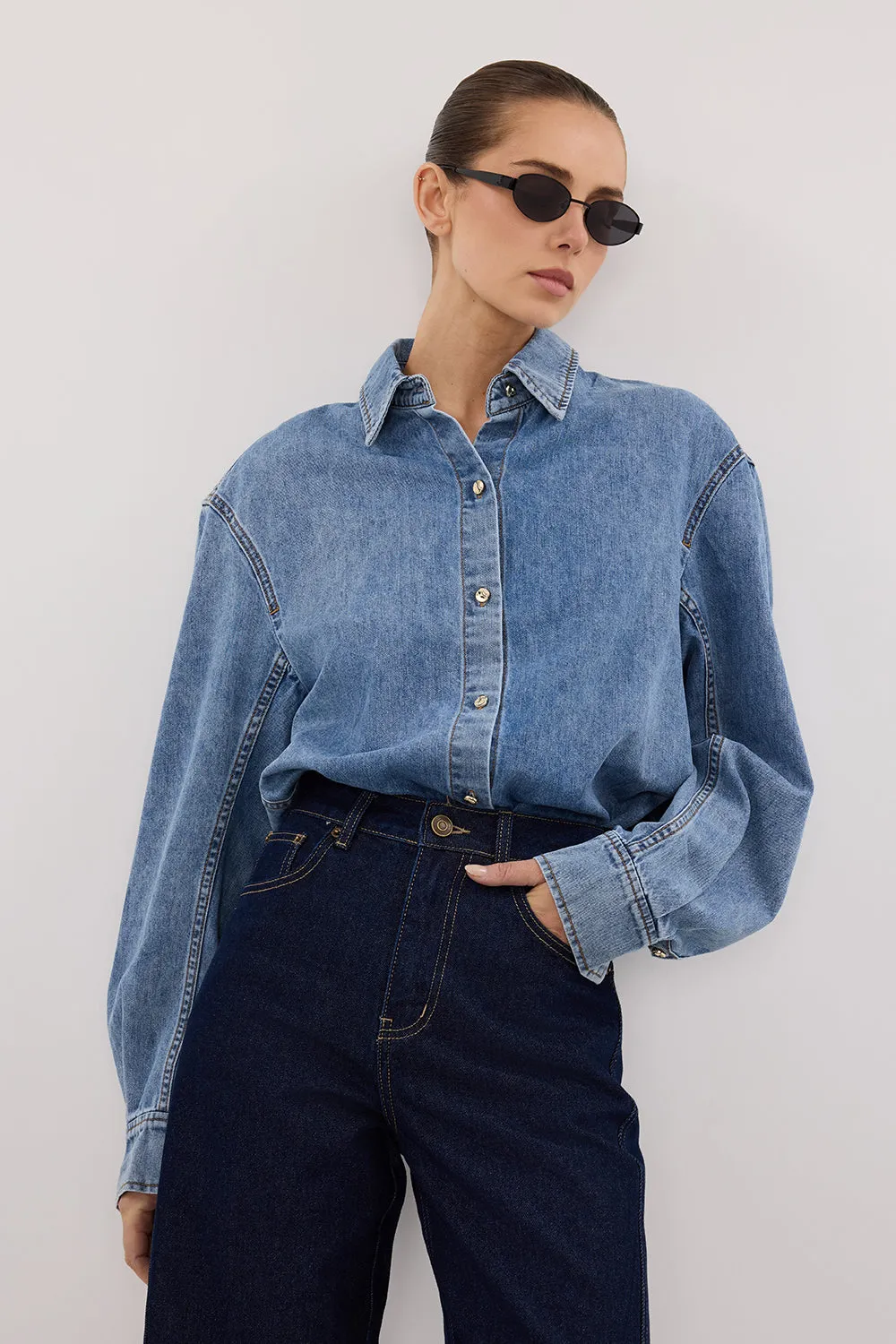AMARA LIGHT BLUE DENIM SHIRT sold by Dissh product image thumbnail 2