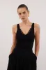 REBECCA BLACK LACE TRIM KNIT TANK sold by Dissh