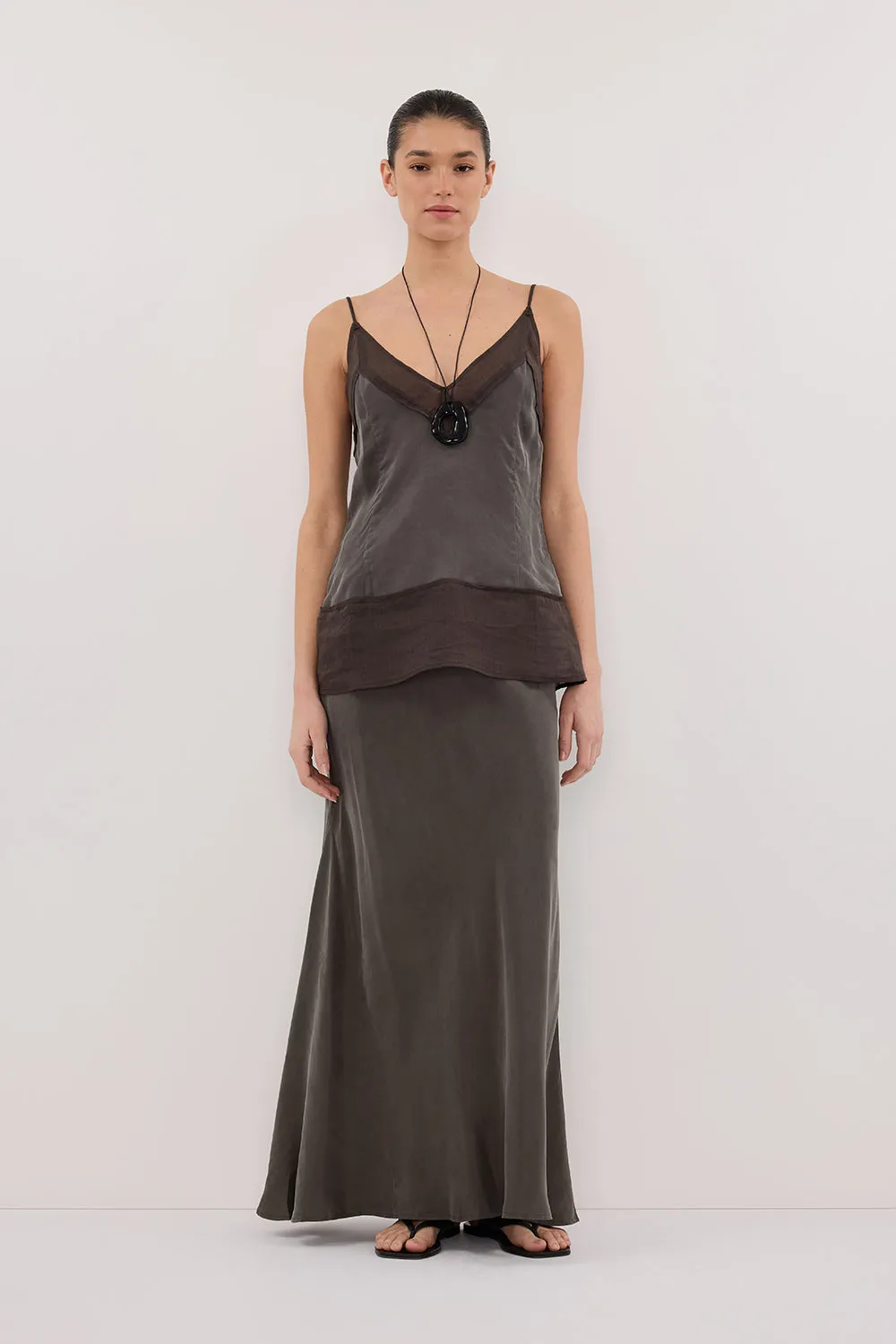 MAYA PETROL CUPRO RAMIE CAMI TOP sold by Dissh