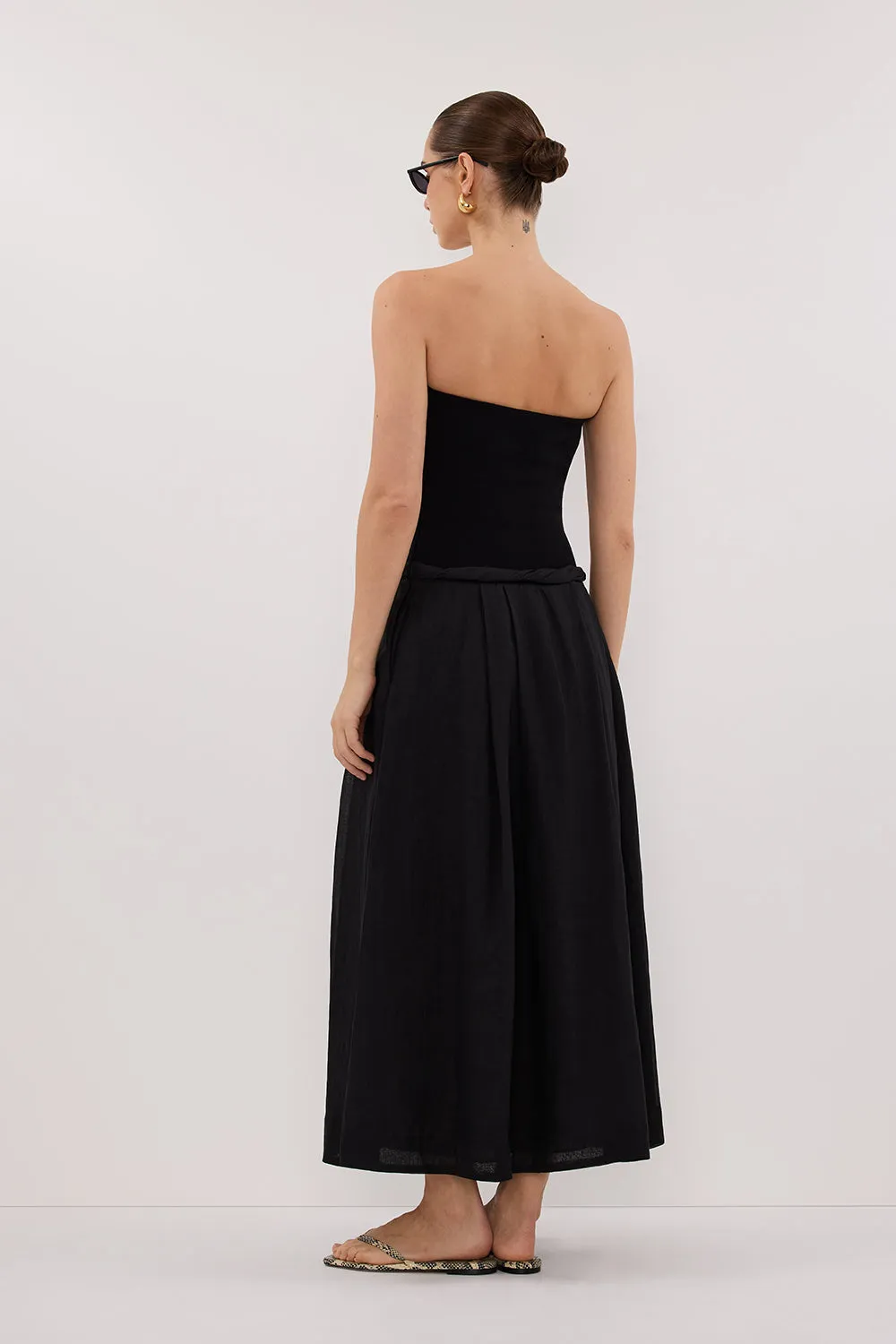 COCO BLACK STRAPLESS HYBRID MIDI DRESS sold by Dissh product image thumbnail 5