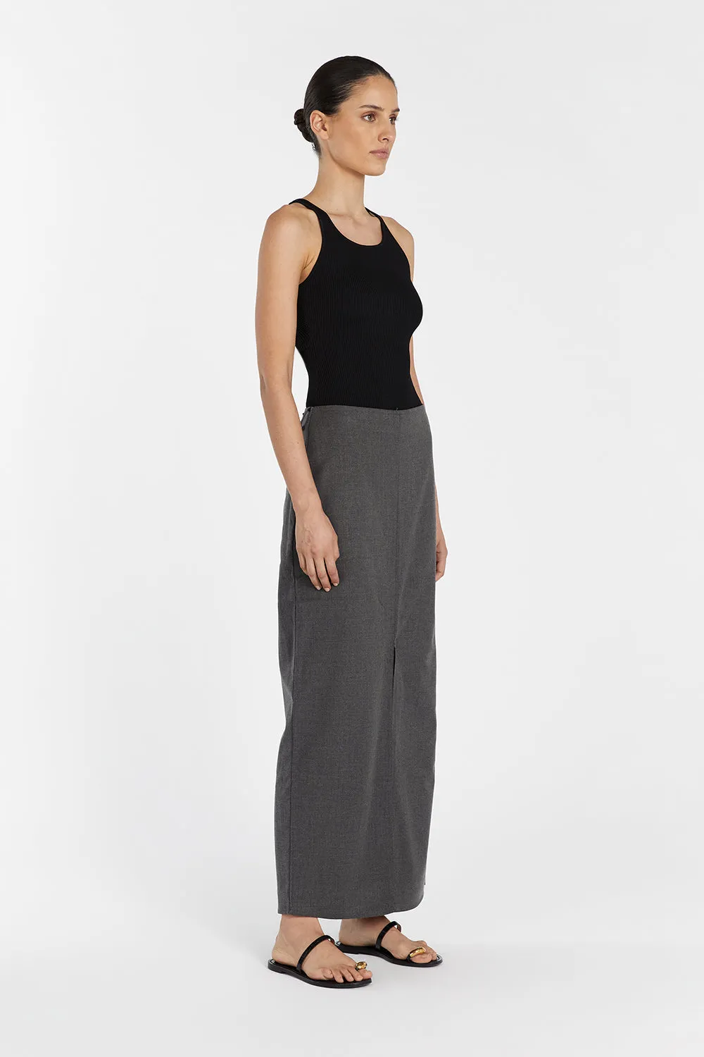 DREW CHARCOAL SPLIT MIDI SKIRT sold by Dissh product image thumbnail 3