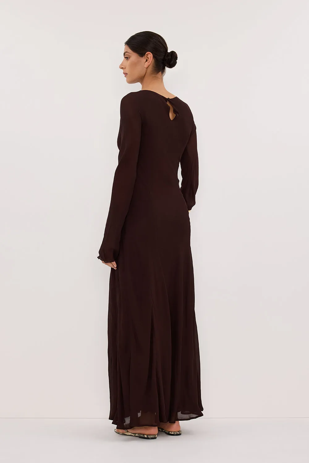 ELODIE DARK CHOC LONG SLEEVE MAXI DRESS sold by Dissh product image thumbnail 4