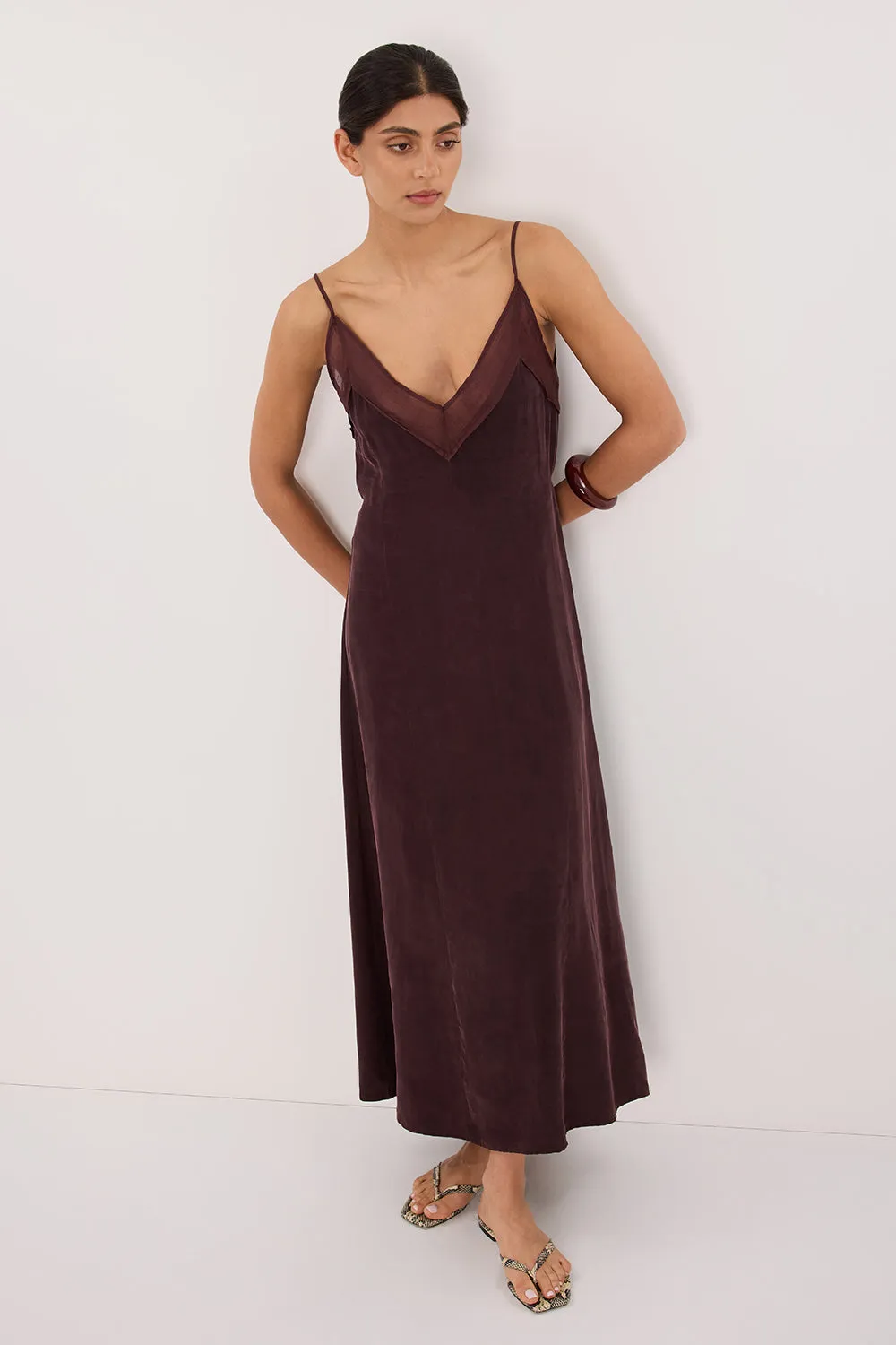 MILLIE WALNUT CUPRO SLEEVELESS MIDI DRESS sold by Dissh product image thumbnail 5