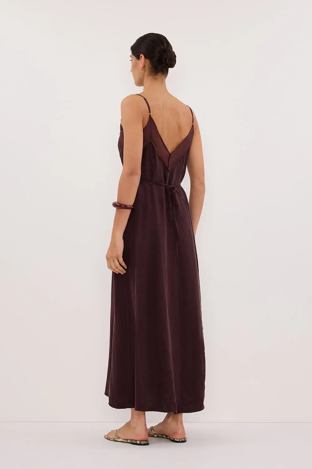 MILLIE WALNUT CUPRO SLEEVELESS MIDI DRESS sold by Dissh product image thumbnail 3