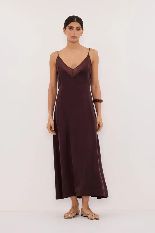 MILLIE WALNUT CUPRO SLEEVELESS MIDI DRESS sold by Dissh