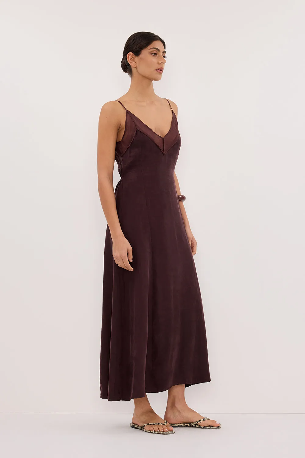 MILLIE WALNUT CUPRO SLEEVELESS MIDI DRESS sold by Dissh product image thumbnail 2