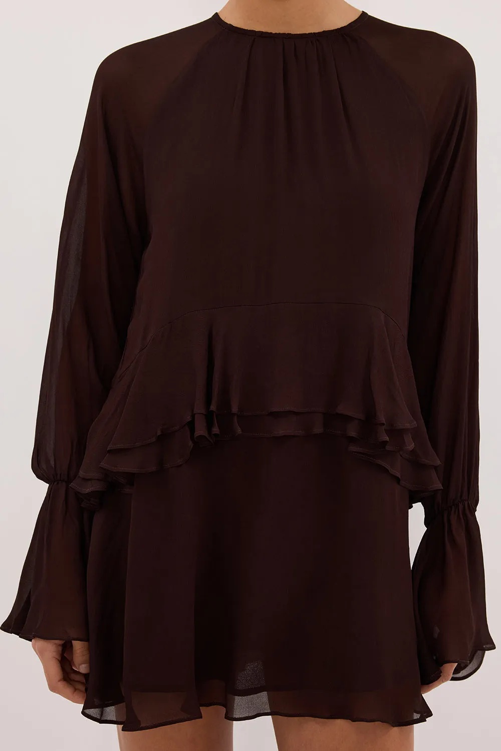 BODHI DARK CHOC LONG SLEEVE MINI DRESS sold by Dissh product image thumbnail 5