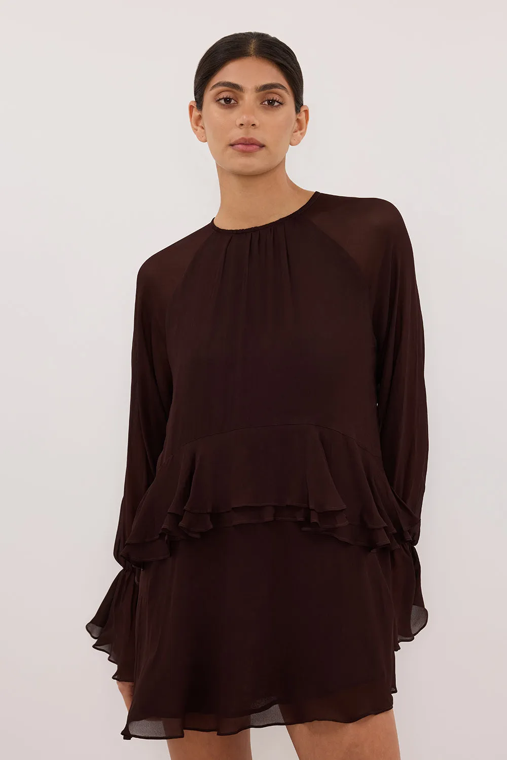 BODHI DARK CHOC LONG SLEEVE MINI DRESS sold by Dissh product image thumbnail 2