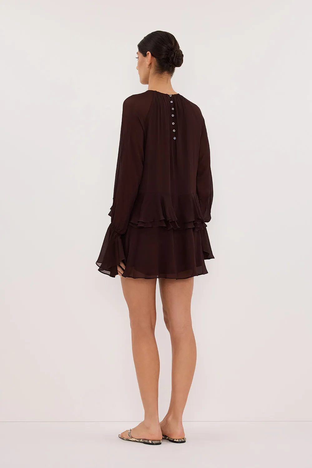 BODHI DARK CHOC LONG SLEEVE MINI DRESS sold by Dissh product image thumbnail 4