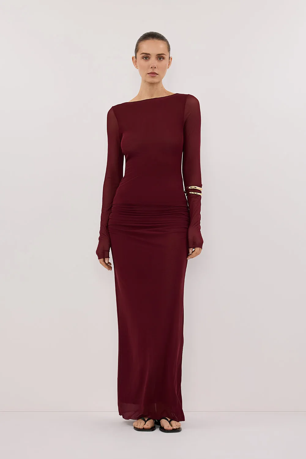 NYRA WINE COLUMN MIDI SKIRT sold by Dissh product image thumbnail 2