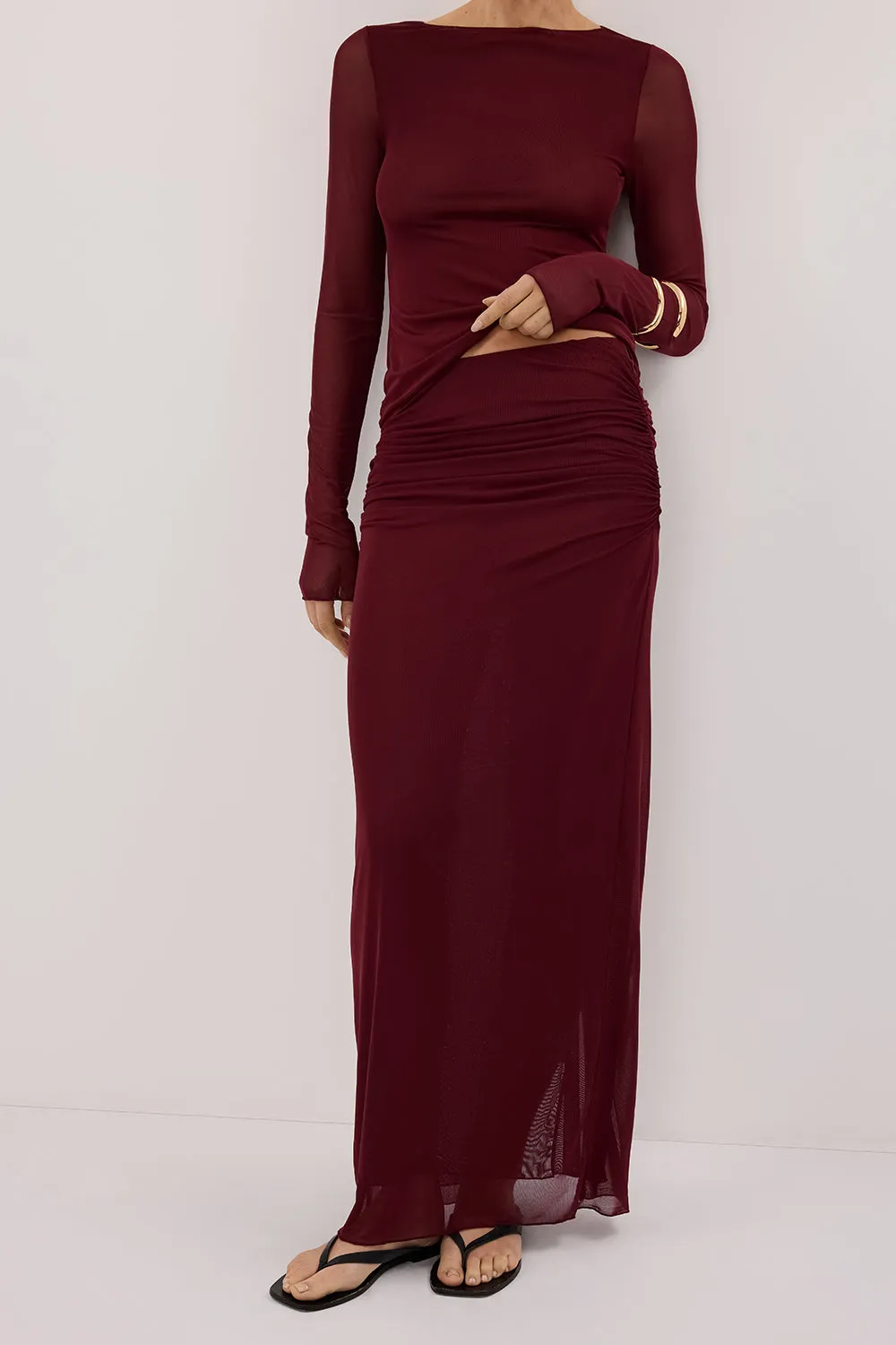 NYRA WINE COLUMN MIDI SKIRT sold by Dissh product image thumbnail 3