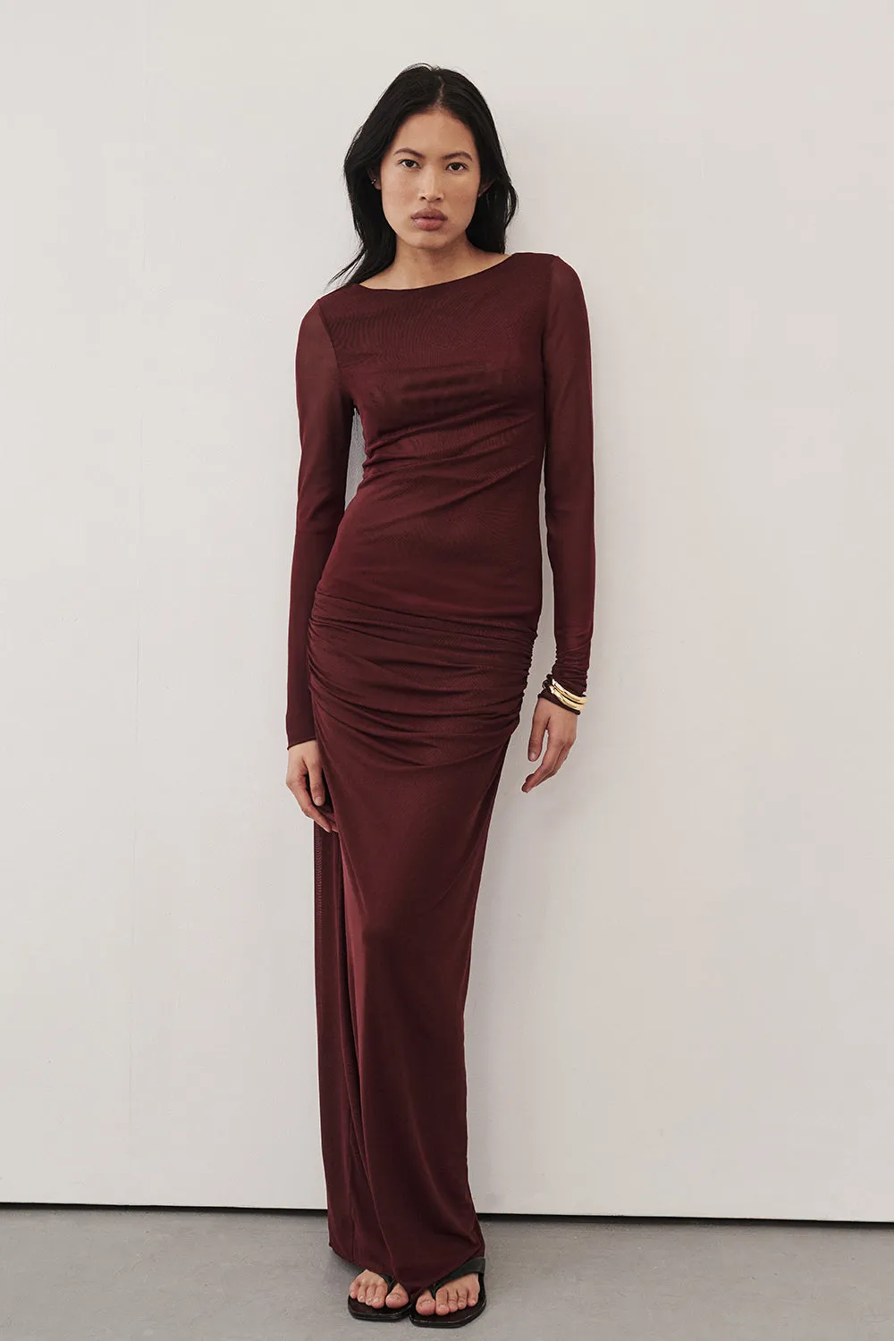 NYRA WINE COLUMN MIDI SKIRT sold by Dissh