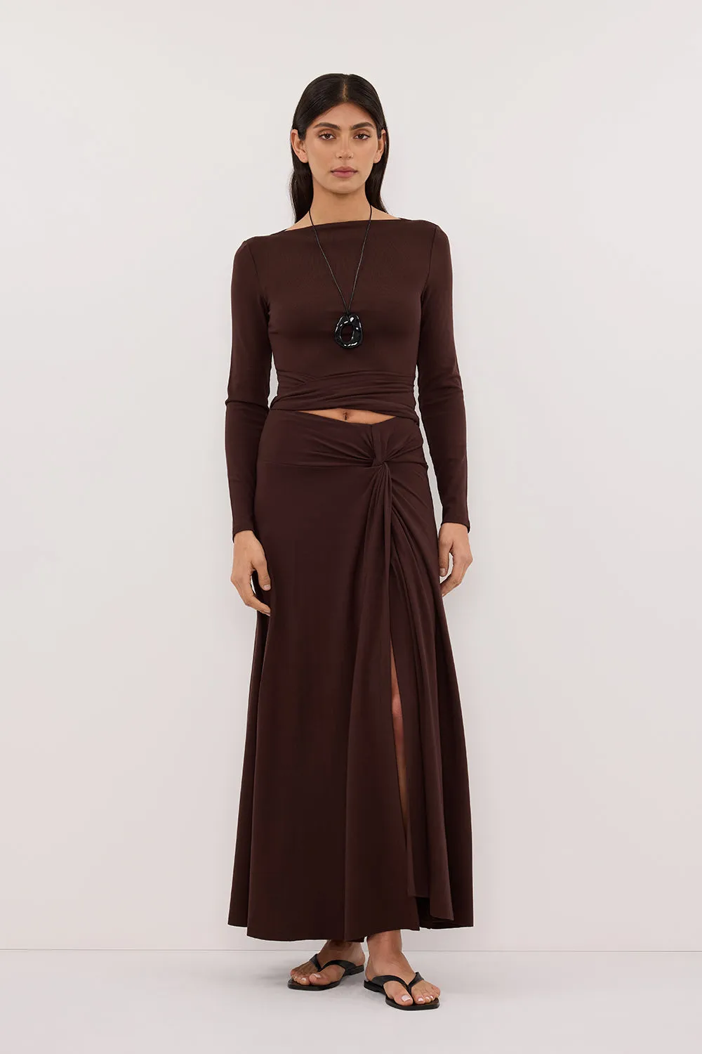 HADLEY CHOC LONG SLEEVE TWIST TOP sold by Dissh product image thumbnail 3