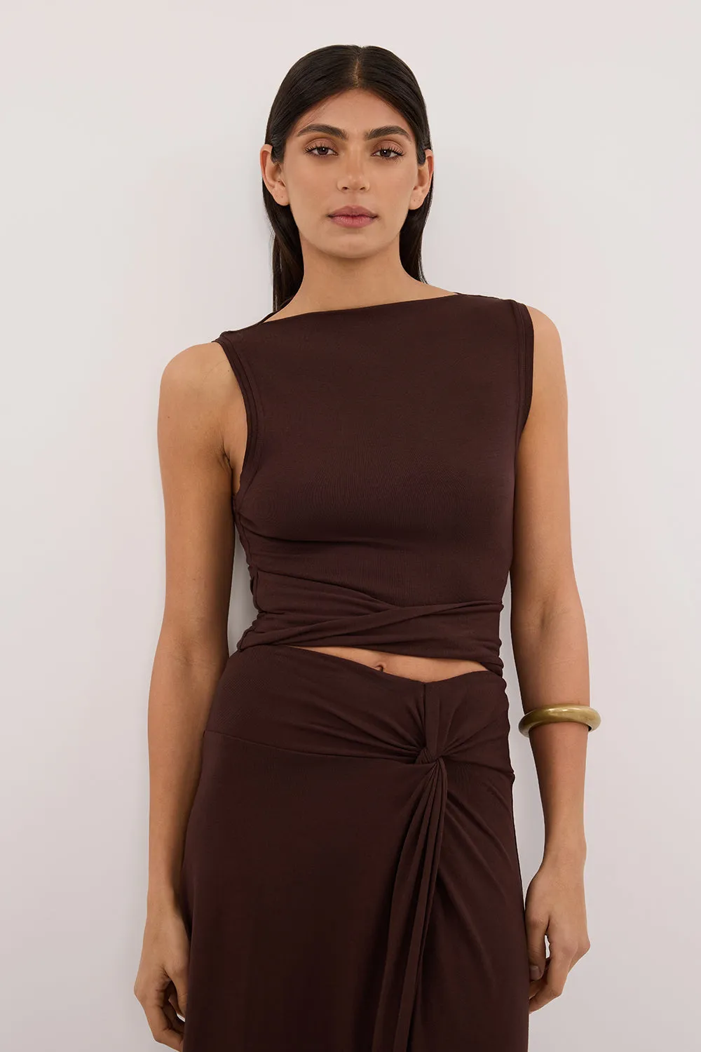 HADLEY CHOC SLEEVELESS TWIST TOP sold by Dissh product image thumbnail 3