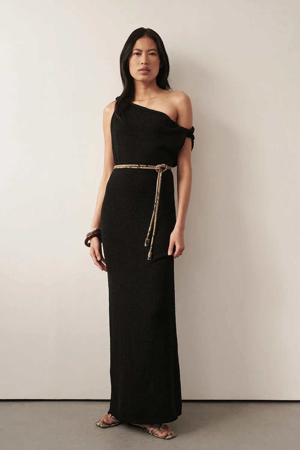KARA BLACK KNIT SLEEVELESS MIDI DRESS sold by Dissh