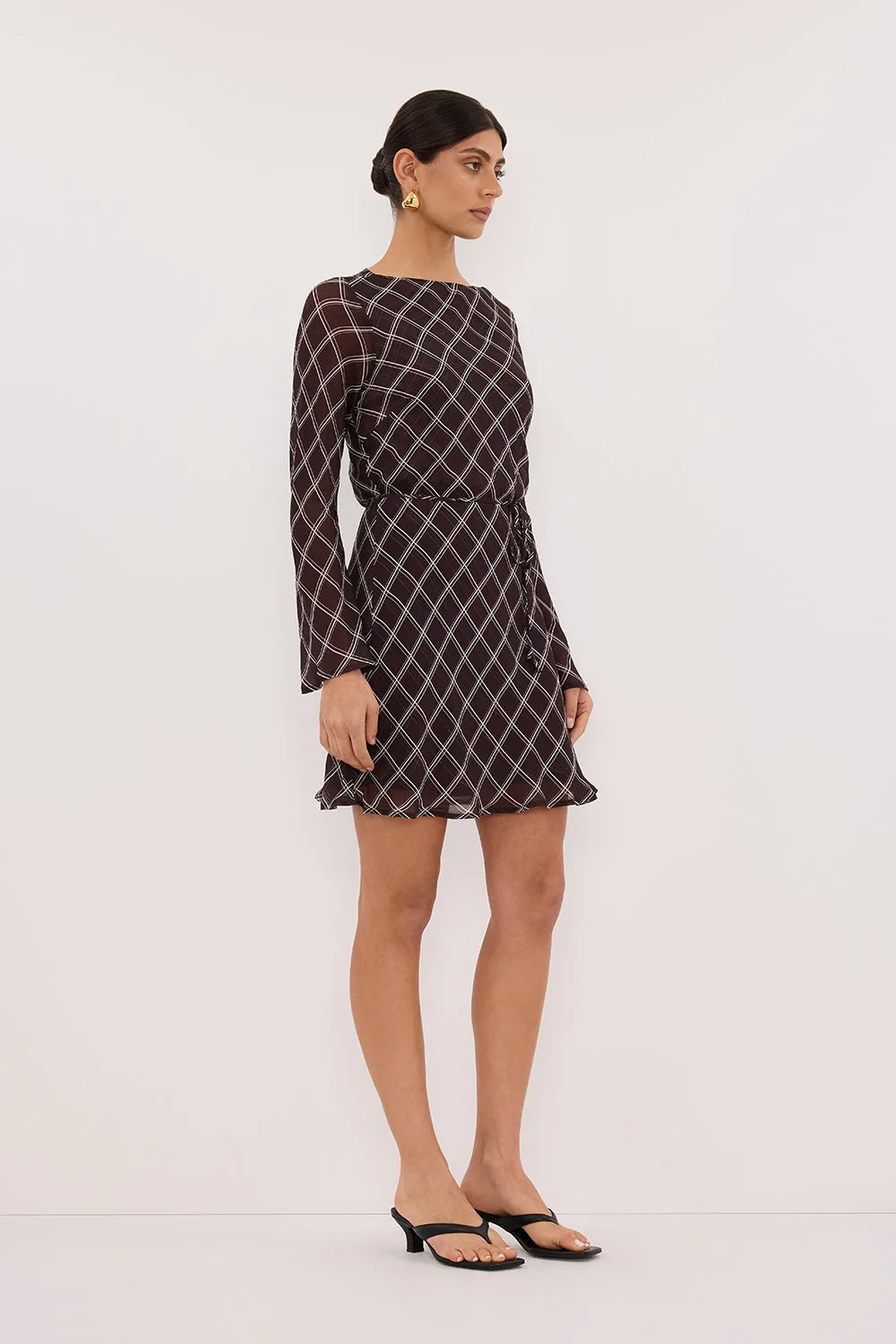 ARLINGTON CHOC LONG SLEEVE BOAT NECK MINI DRESS sold by Dissh product image thumbnail 3