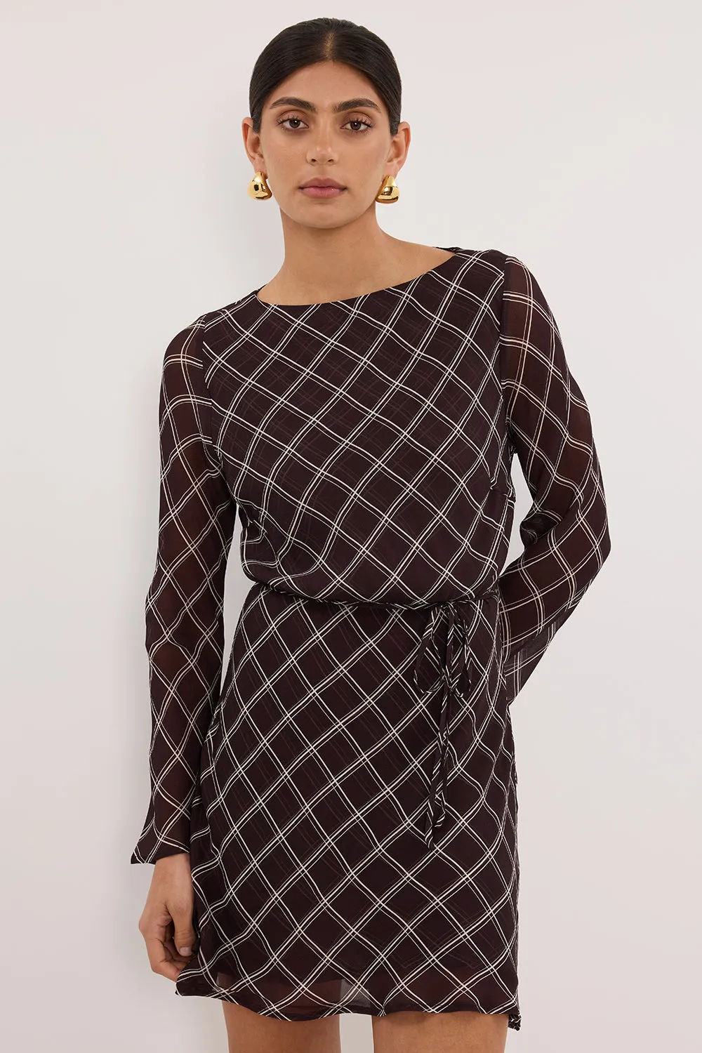 ARLINGTON CHOC LONG SLEEVE BOAT NECK MINI DRESS sold by Dissh product image thumbnail 2