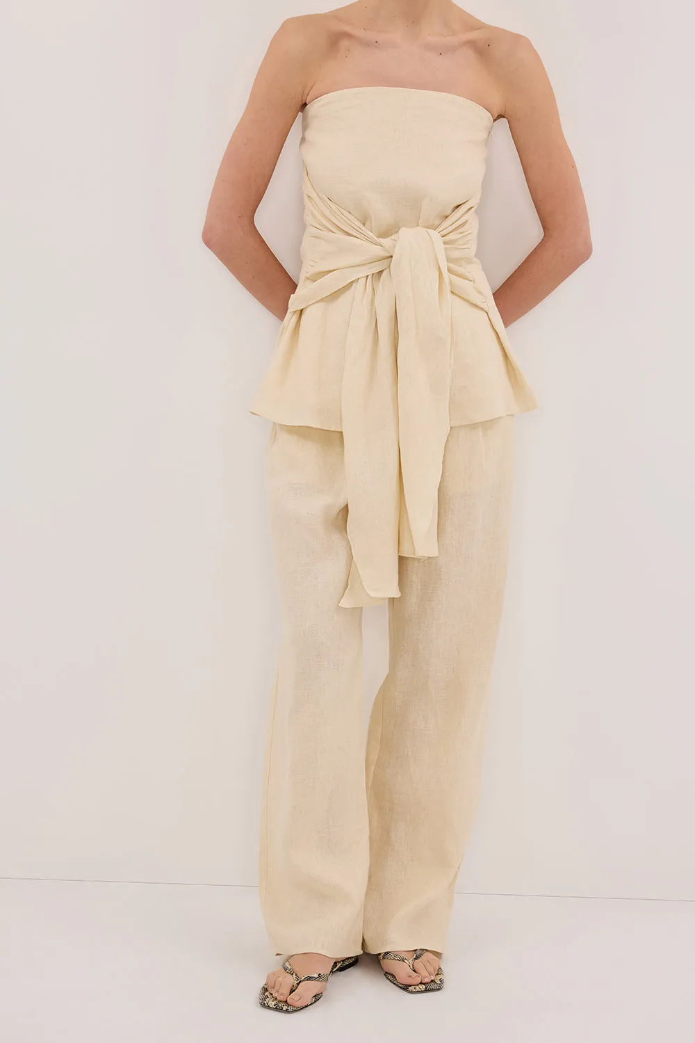 CARLA BUTTERMILK DRAWSTRING LINEN PANT sold by Dissh product image thumbnail 3
