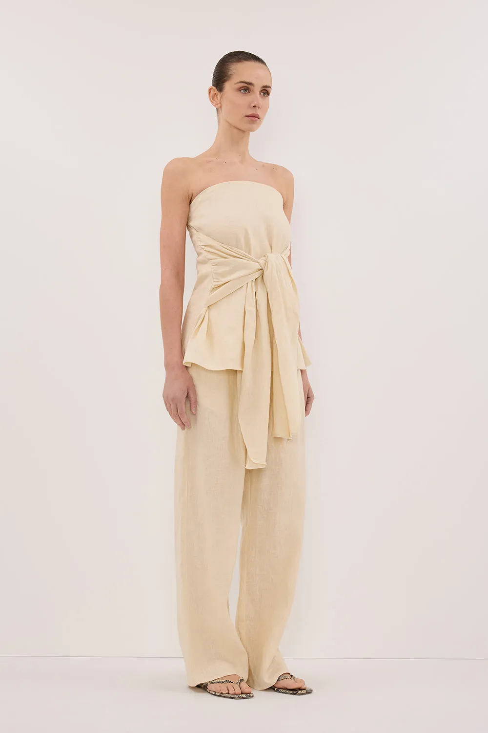 CARLA BUTTERMILK DRAWSTRING LINEN PANT sold by Dissh product image thumbnail 4