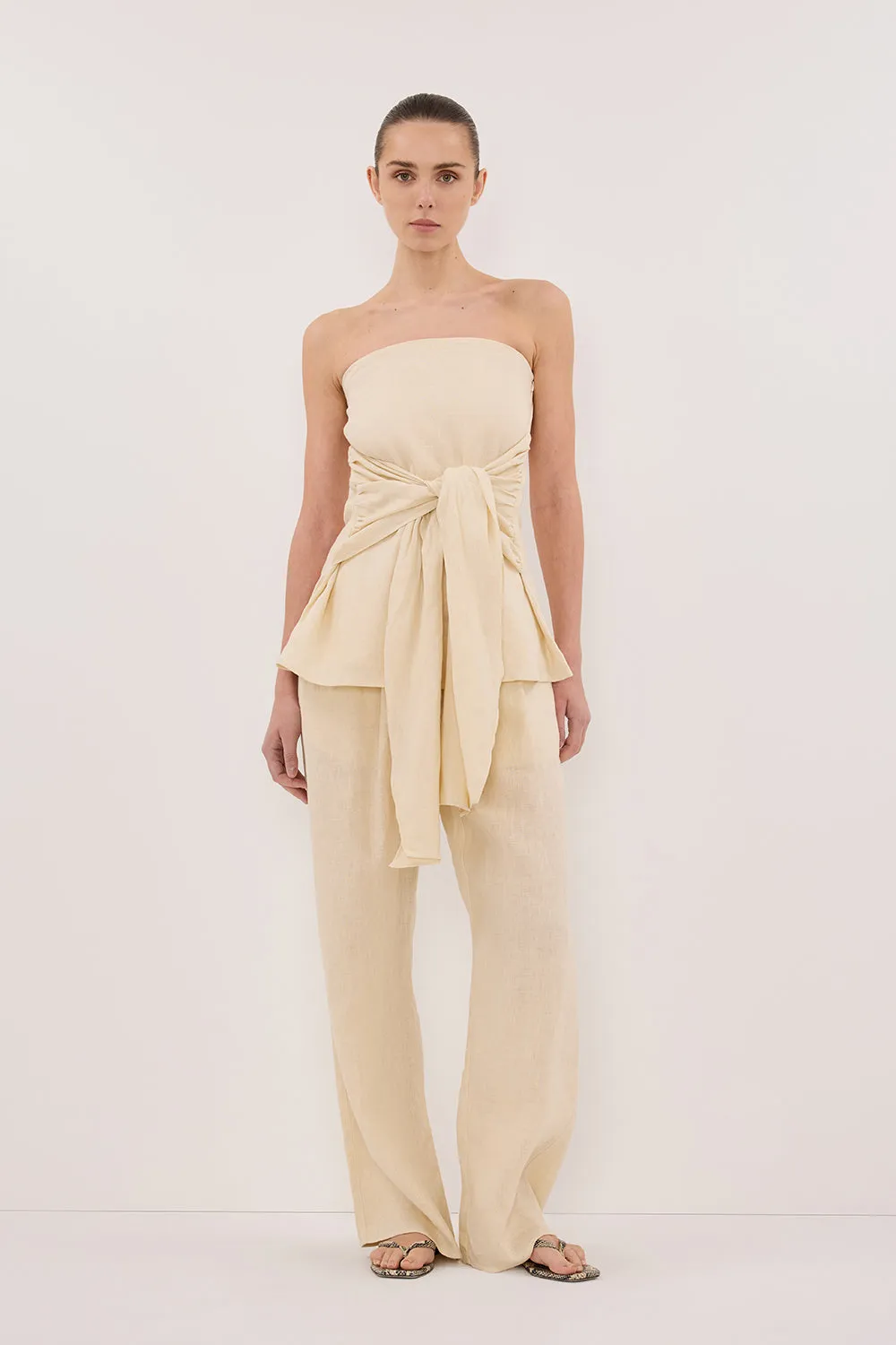 CARLA BUTTERMILK DRAWSTRING LINEN PANT sold by Dissh product image thumbnail 2
