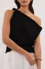 KARA BLACK ASYM KNIT TOP sold by Dissh