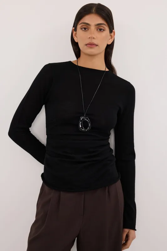 NICO BLACK MERINO KNIT TOP sold by Dissh